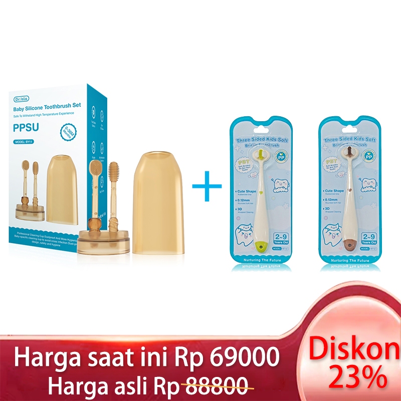 Dr.isla Pembersih Lidah Bayi Silikon BY11 Nano Brown 9 Lapis BPA Free untuk Newborn Foto 7
