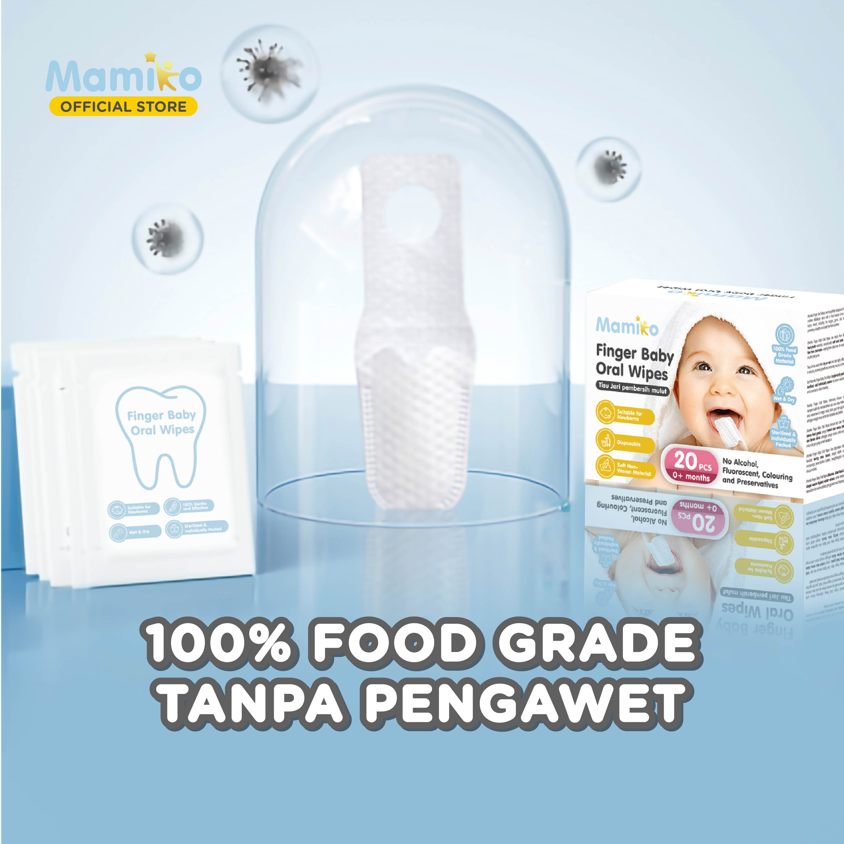 Mamiko Baby Oral Cleaner Kain Kasa 100% Cotton Steril Kemasan Individual 30 PCS Foto 7