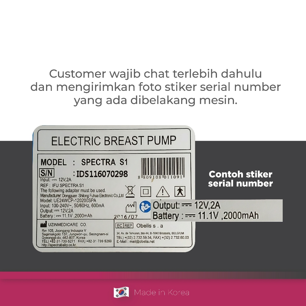 Adaptor Charger 5V 1.2A Spectra Model UE08WCP untuk Pompa ASI Tipe 9S Foto 3