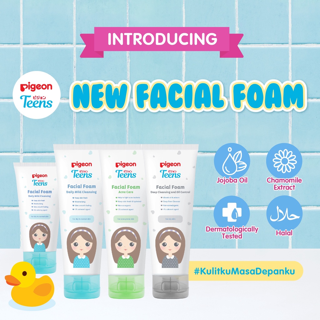 PIGEON Teens Facial Foam Daily Mild Cleansing 100 ml Untuk Kulit Normal & Kering Foto 3