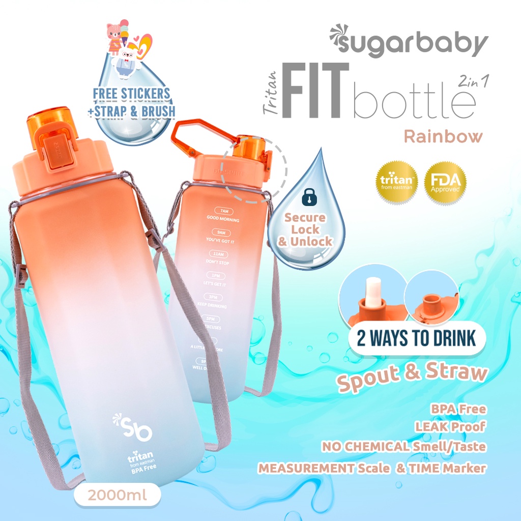 Sugar Baby Replacement Straw & Cleaning Brush Kit Untuk Botol Tritan Fit TFBR2000 Foto 3
