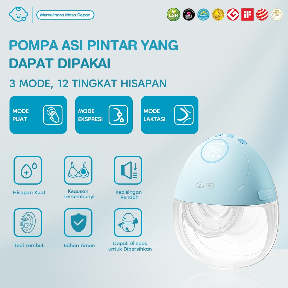 Pompa ASI Elektrik Dr.isla EB60 Handsfree Single 3 Mode 12 Kecepatan 60Kpa Foto 2