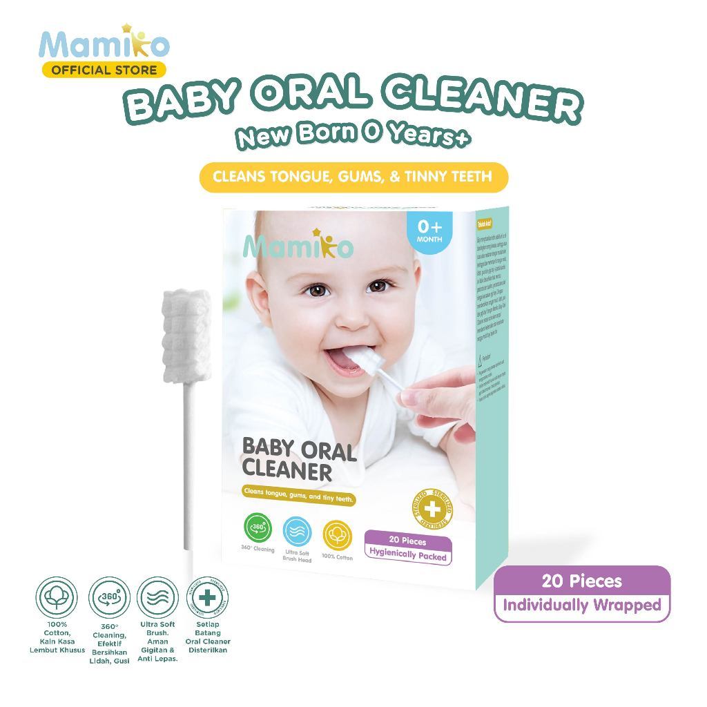 KUB x Mamiko Baby Oral Cleaner 30 PCS Steril 100% Cotton Pembersih Lidah Gusi Foto 5
