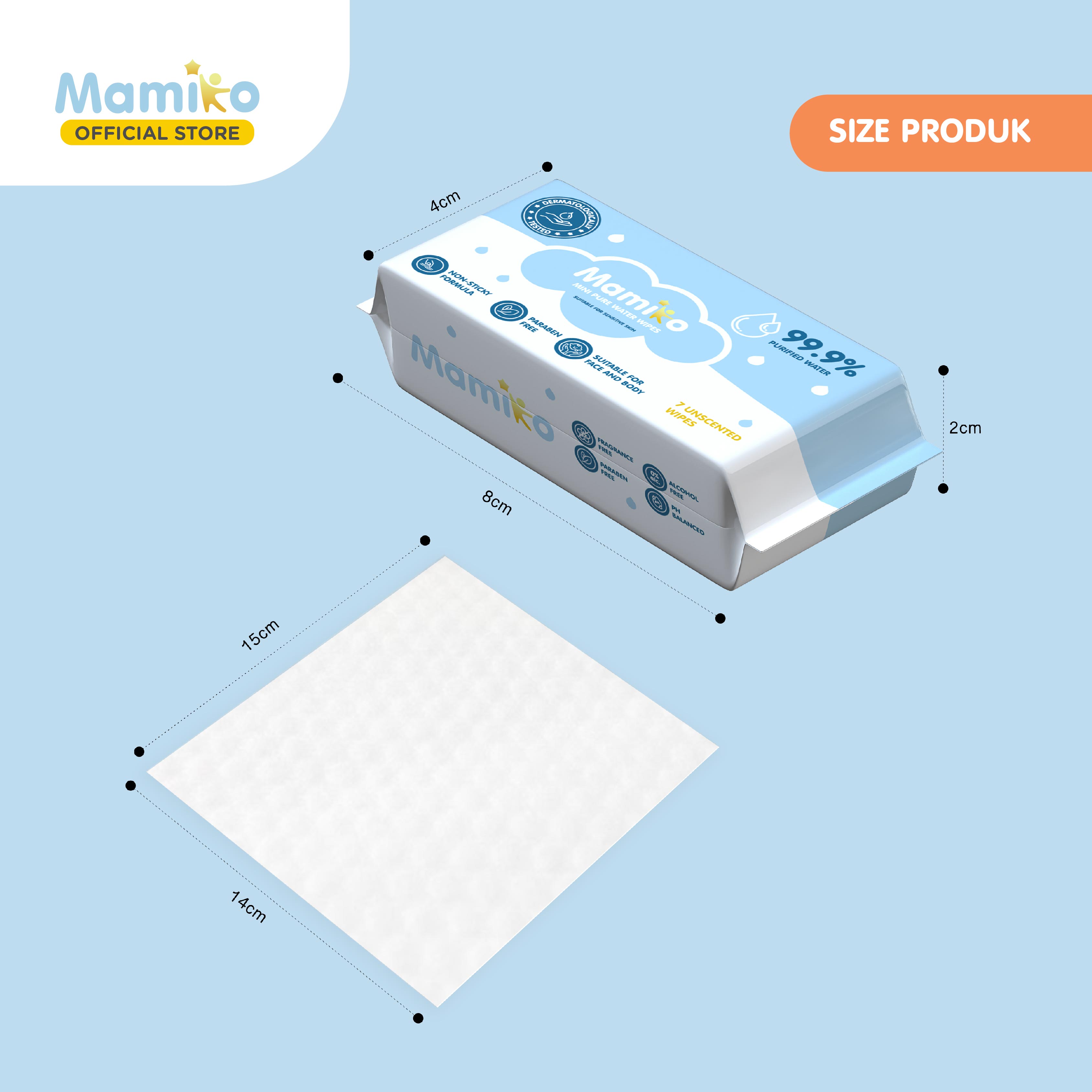 Mamiko Tisu Basah Bayi Travel Pack Bundle 8 Pak x 7 Lembar Bebas Alkohol Foto 8