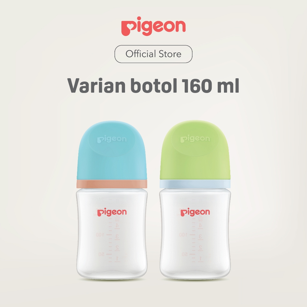 Botol Susu Pigeon Wide Neck Biomass PP 160ml Twin Pack SofTouch Nipple SS Foto 2