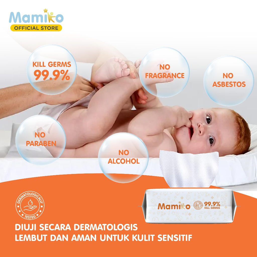 Mamiko Antibacterial Baby Wipes 80 Lembar per Pack Bundle 12 Pack Tisu Basah Anti Foto 4