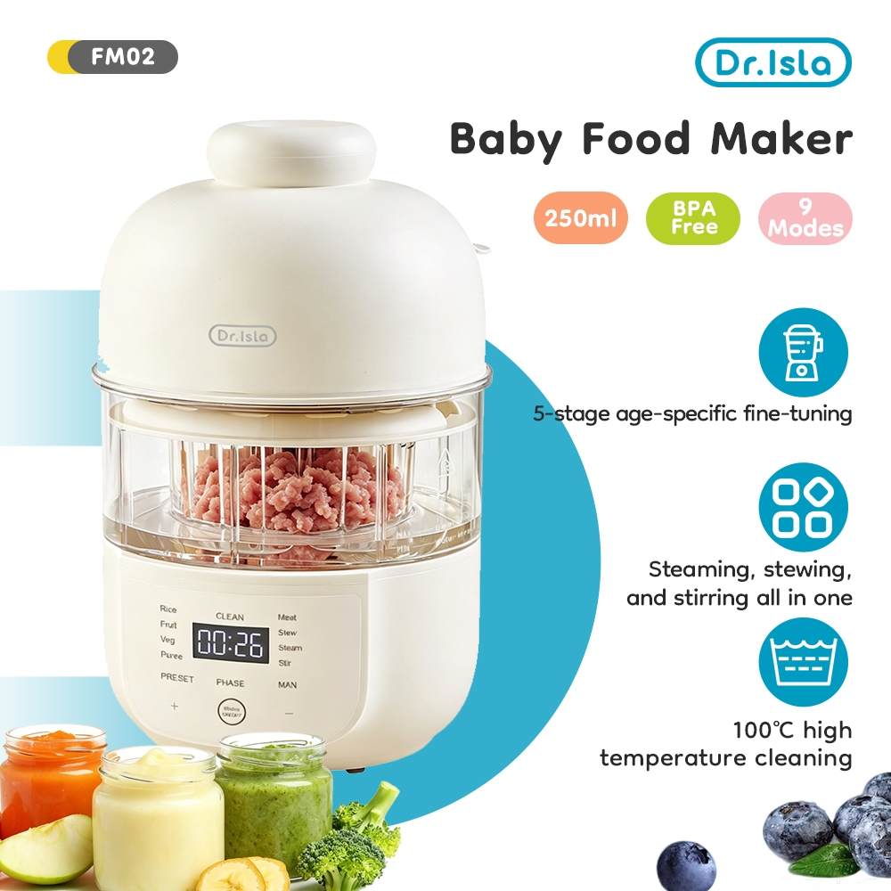 Dr.isla Smart Baby Food Processor MPASI 12 Fitur Pengukus Blender Serbaguna