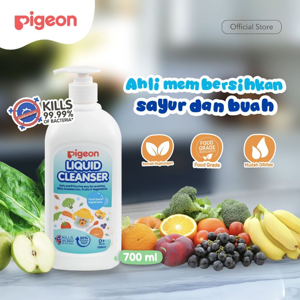 Pigeon Liquid Cleanser 700ml Botol Pump Food Grade Bebas SLS Pembersih Perlengkapan Bayi