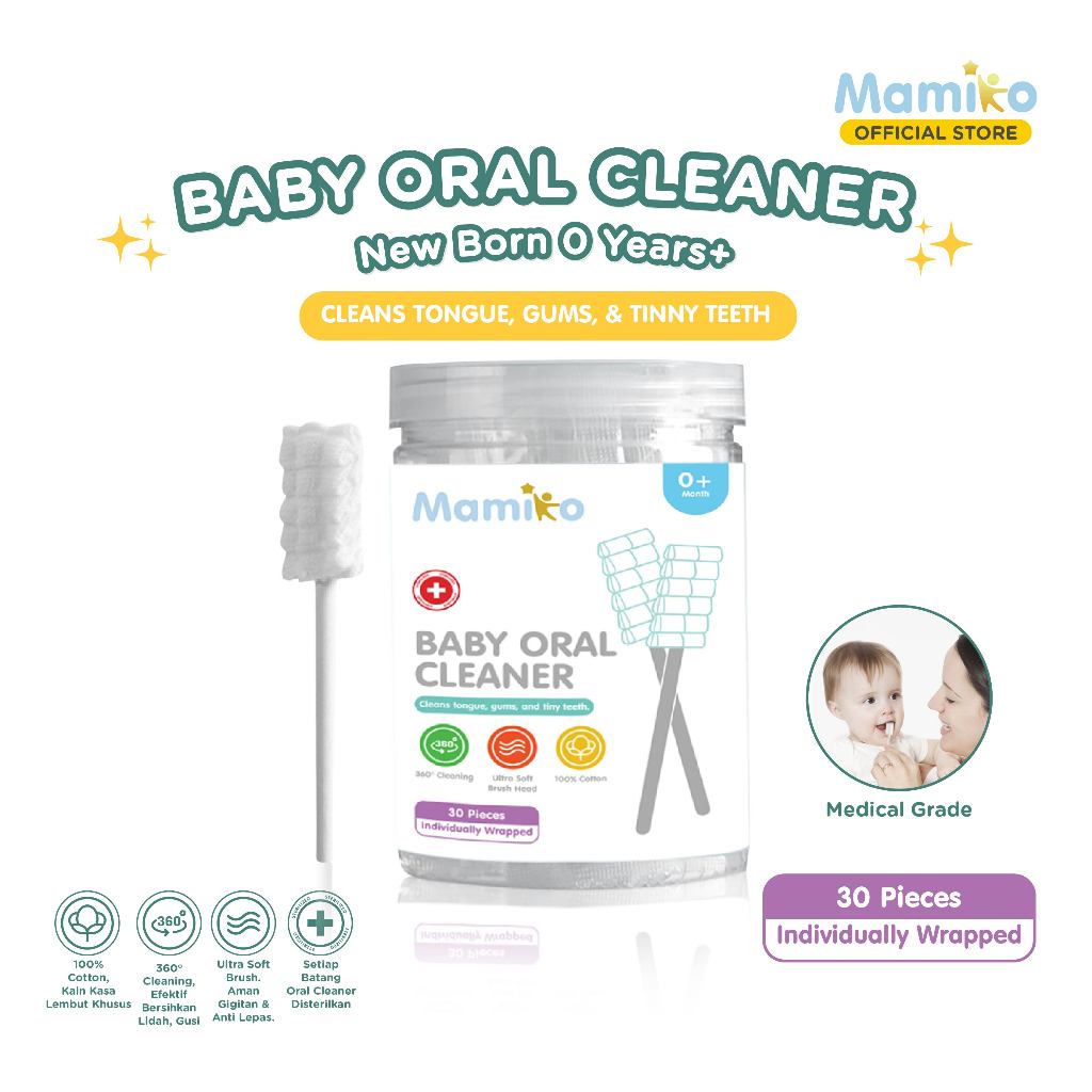 Mamiko Finger Baby Oral Wipes 30 & 50 Pcs Pembersih Lidah Gusi Bayi Baru Foto 7