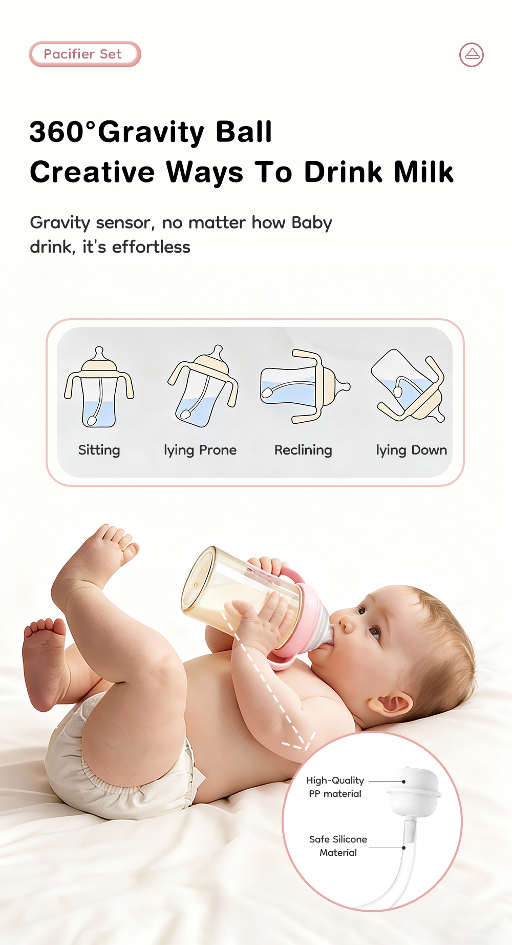 Dr.isla Dot Bayi 2PCS BY60 Dengan Sedotan Bola Gravitasi Untuk Botol Berleher 60mm Foto 5