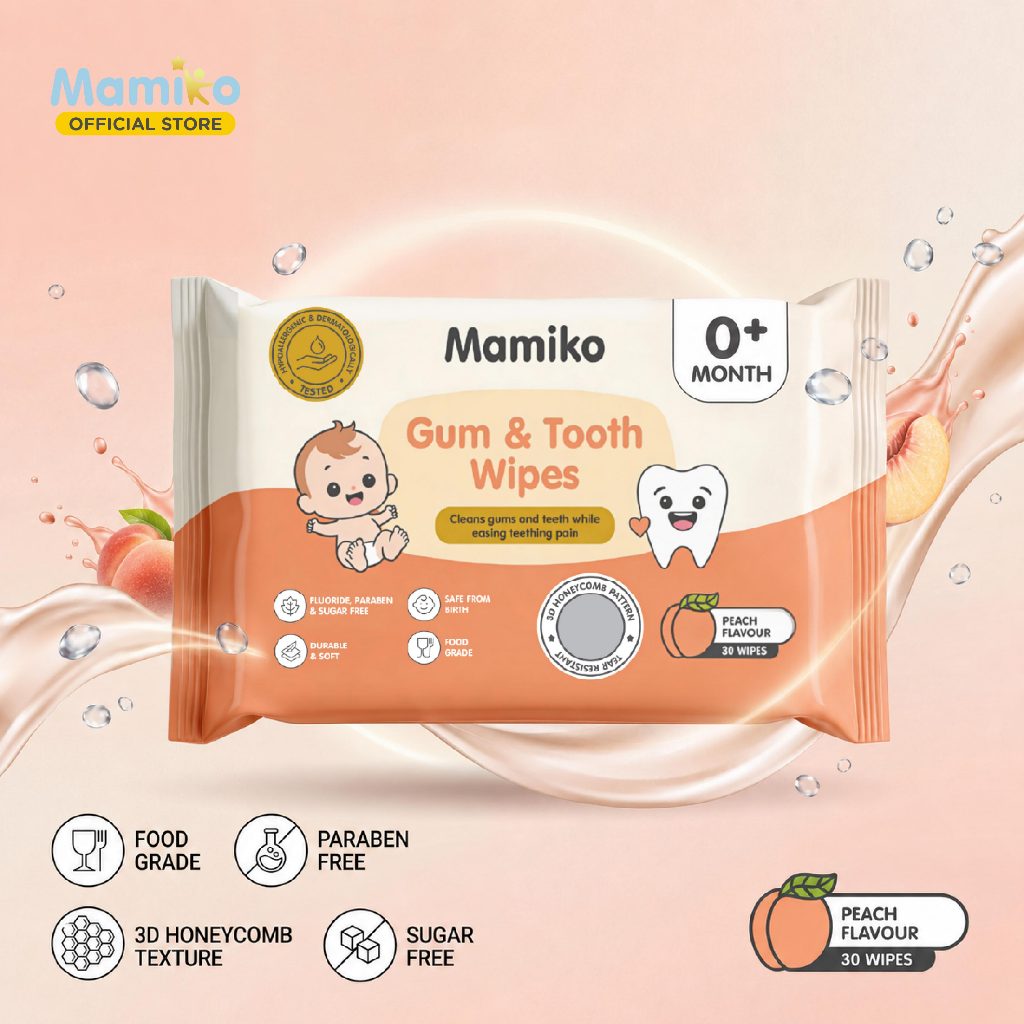 Mamiko Baby Gum & Tooth Wipes 30s Tisu Basah Pembersih Gigi Lidah Bayi Newborn Foto 7