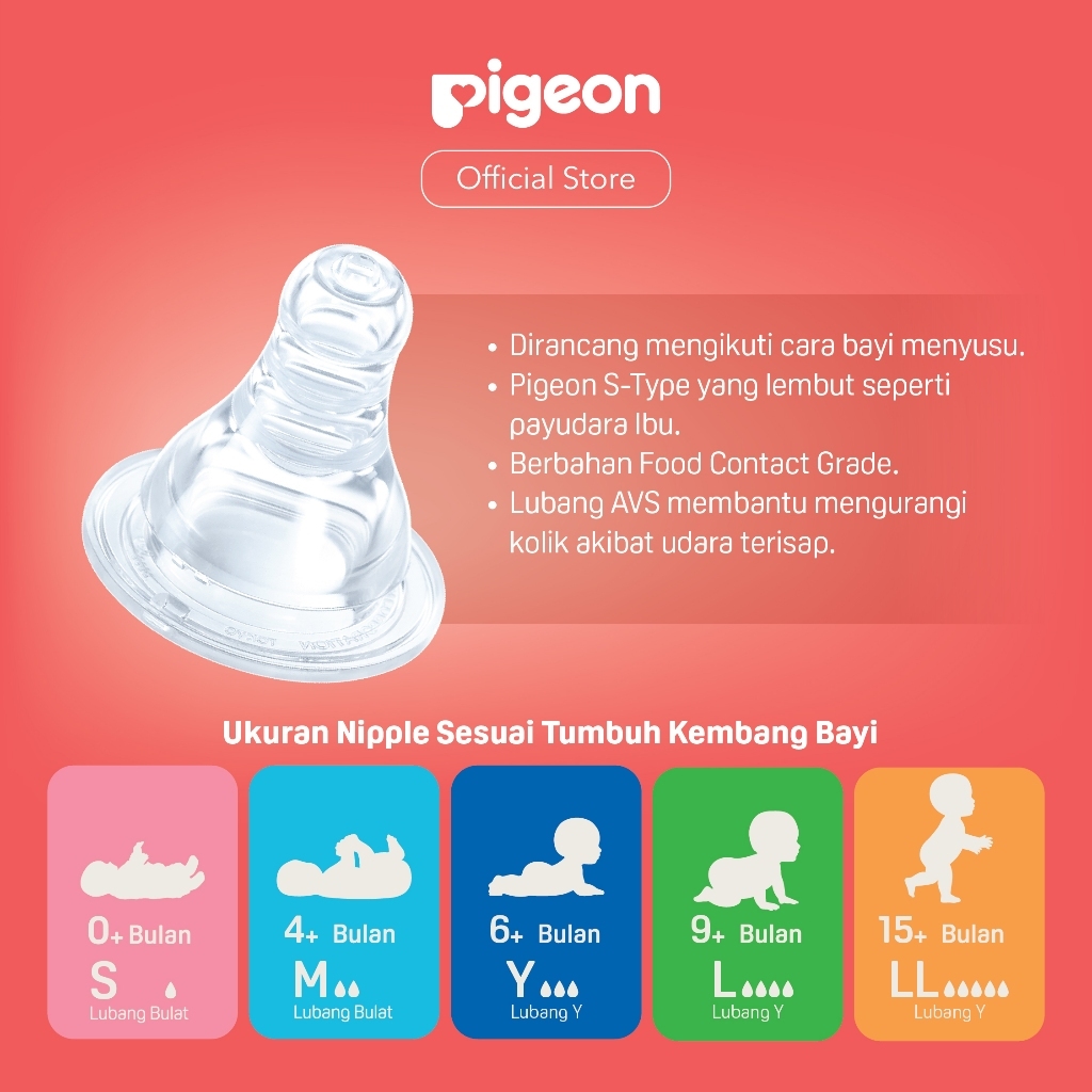 Botol Susu Pigeon PP Clear 240ml Dot S-Type Peristaltic Slim Neck Anti Kolik Foto 4