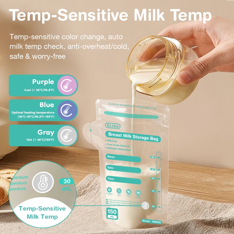 Dr.isla Kantong ASI 150ml Termokromik MSB05 BPA Free Sekali Pakai Pack 30 Pcs Foto 2