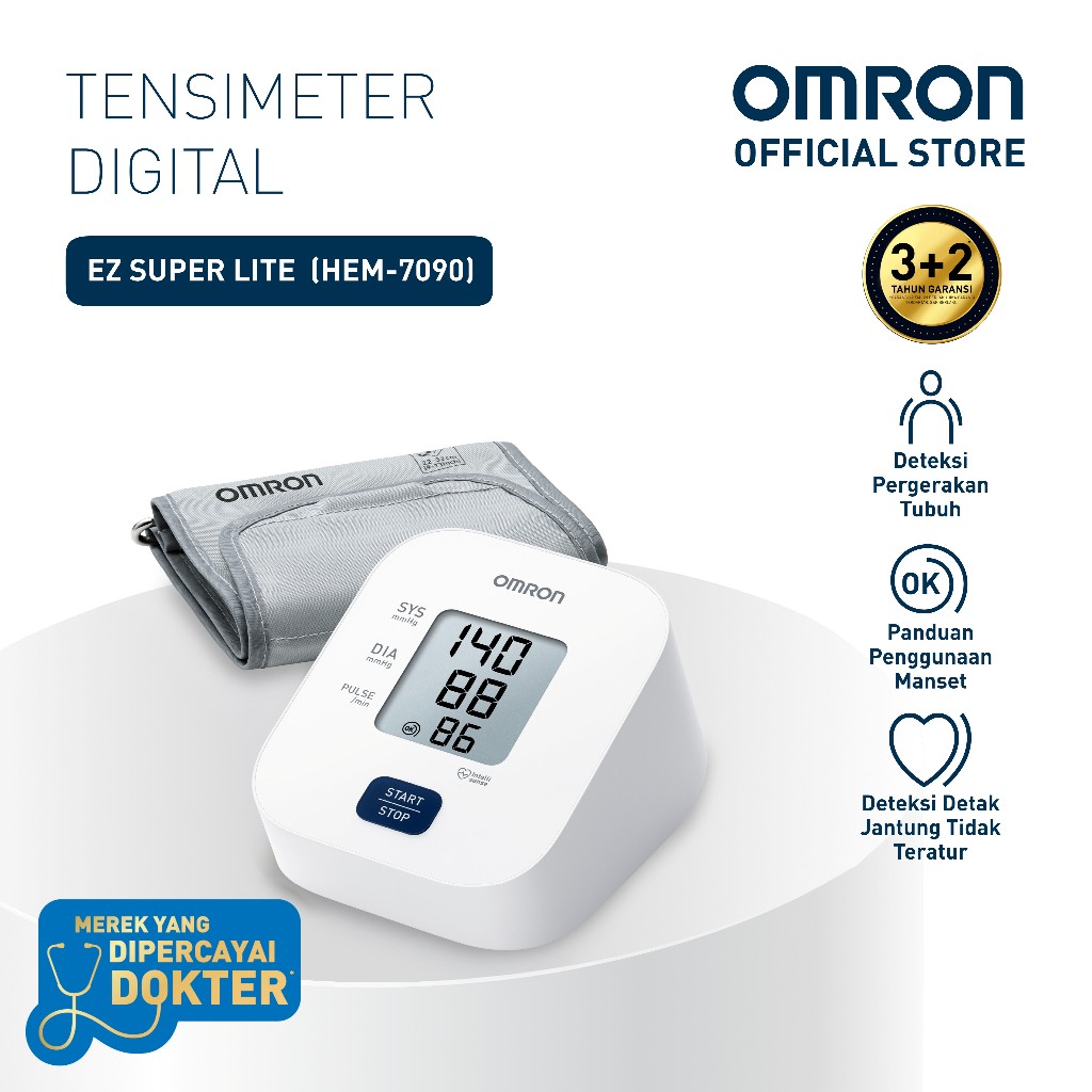 Omron Tensimeter Digital HEM-7090 & HEM-7124 Upper Arm Blood Pressure Monitor IntelliSense
