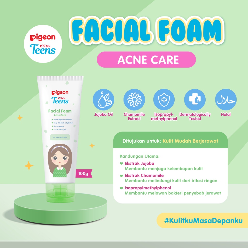 Pigeon Teens Facial Foam Acne Care 40ml Cleansing Foam untuk Kulit Berjerawat Foto 2