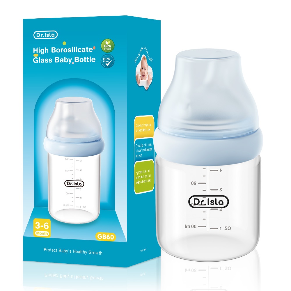 Botol Susu Bayi Dr.isla GB60 Kaca Borosilikat Dot Miring Anti Bocor 360° Foto 6