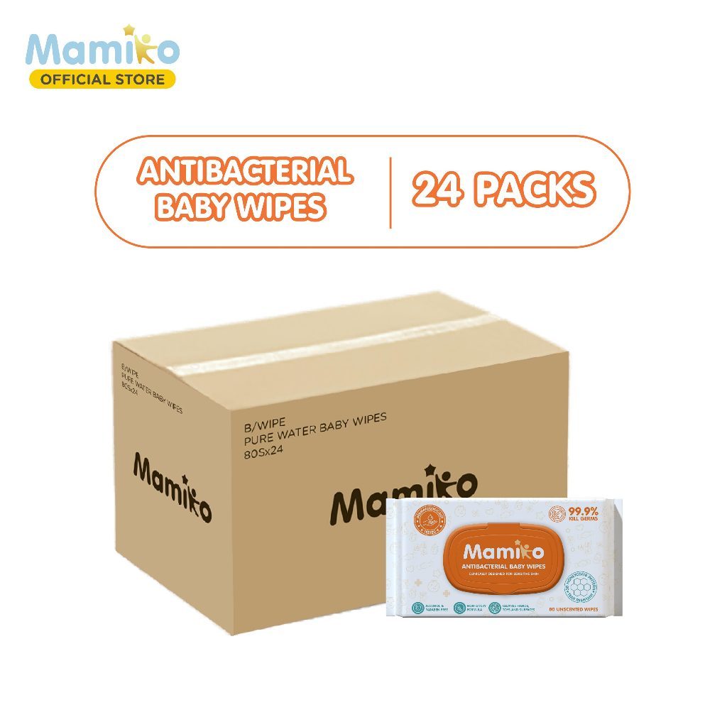 Mamiko Antibacterial Baby Wipes 80 Lembar Tisu Basah Anti Bakteri untuk Kulit Sensitif Foto 8