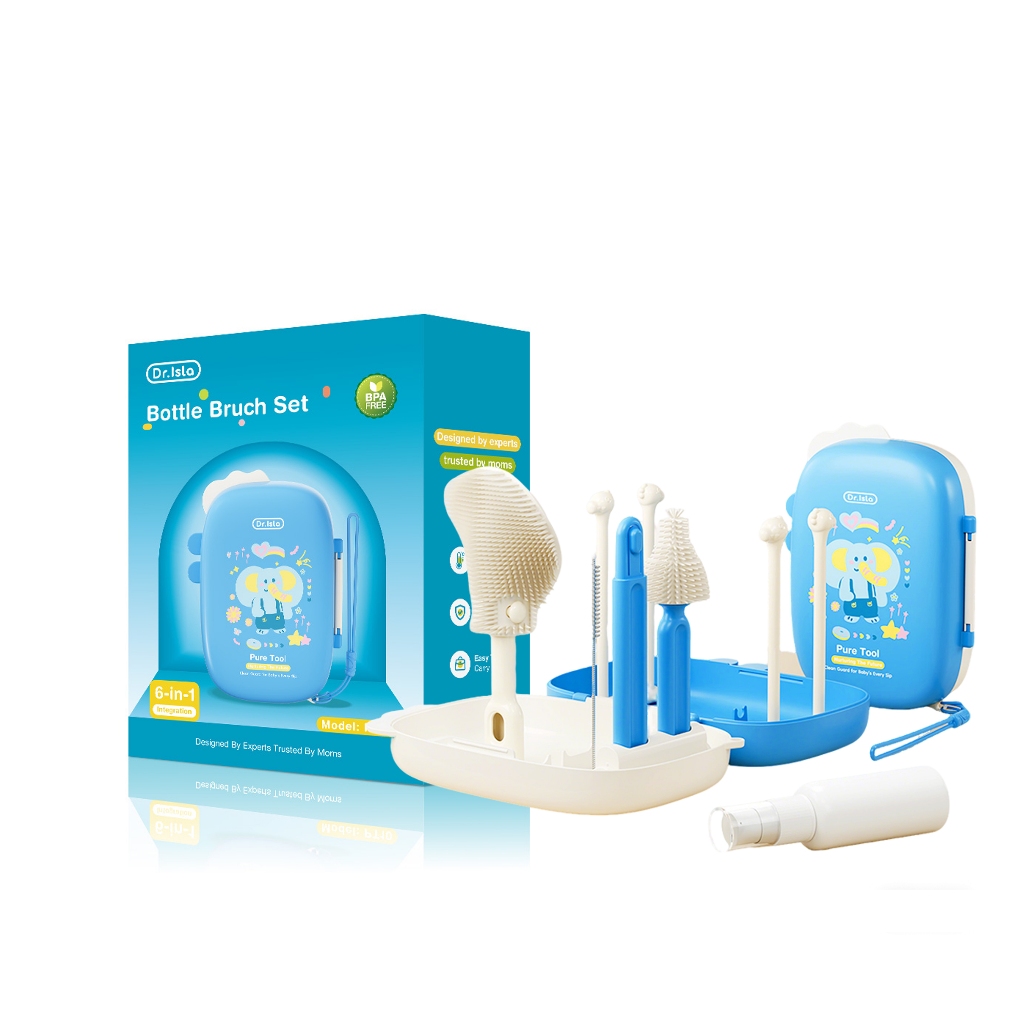 Dr.Isla PT10 Sikat & Rak Pengering Botol Susu Bayi Portable 2-in-1 BPA Free Foto 6