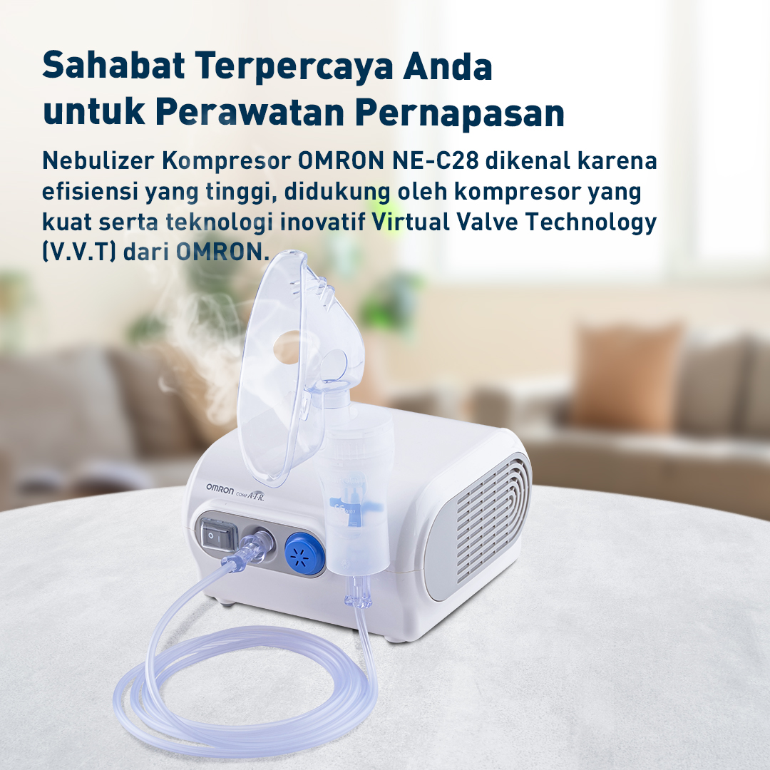 Omron Nebulizer NE-C28 Compressor Alat Terapi Pernapasan Teknologi VVT Foto 5