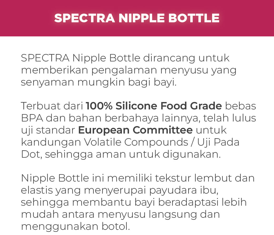 Dot Bayi Silicone Spectra Nipple Wide Neck Size S 0-3 Bulan Isi 2 Pcs Foto 6