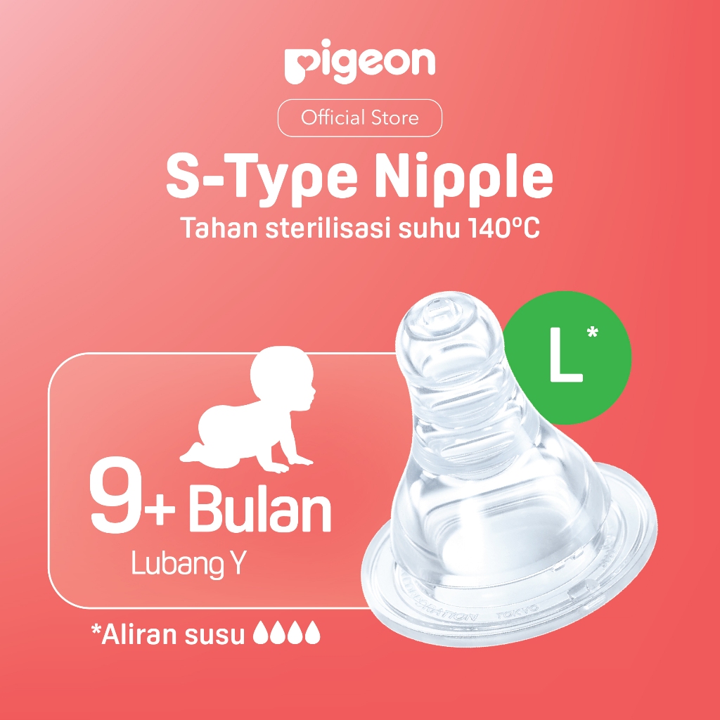 PIGEON Peristaltic S-Type Nipple Slim Neck Size LL Original - Dot Anti Kolik & Foto 7
