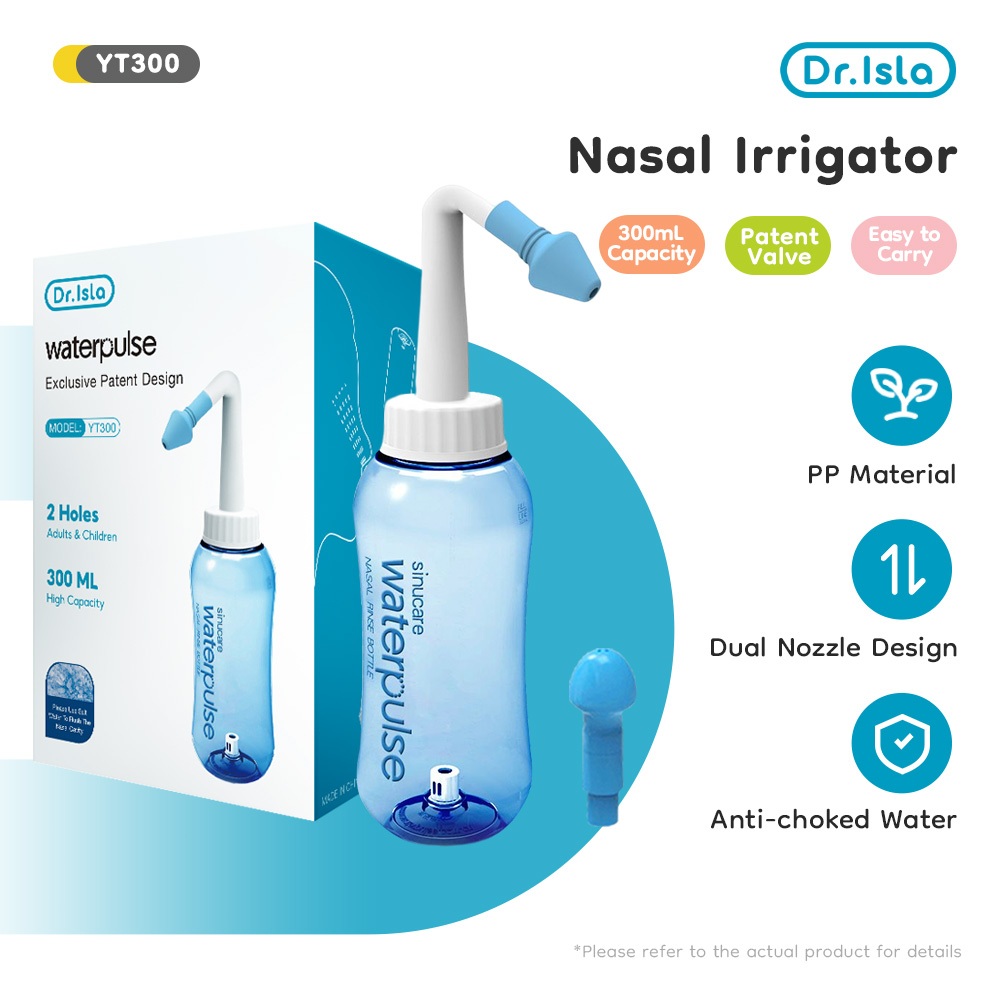 Dr.Isla YT300 Botol Waterpulse Neti Pot 300ml Alat Cuci Hidung Sinusitis Dewasa Anak Foto 2