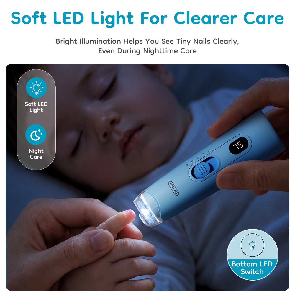 Gunting Kuku Bayi Elektrik Dr.isla NG10 Rechargeable 4 Mode dengan 6 Kepala Penggiling Foto 5