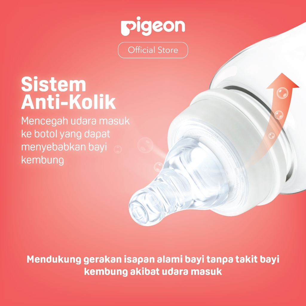 Botol Susu Pigeon PP Clear 240ml Dot S-Type Peristaltic Slim Neck Anti Kolik Foto 3