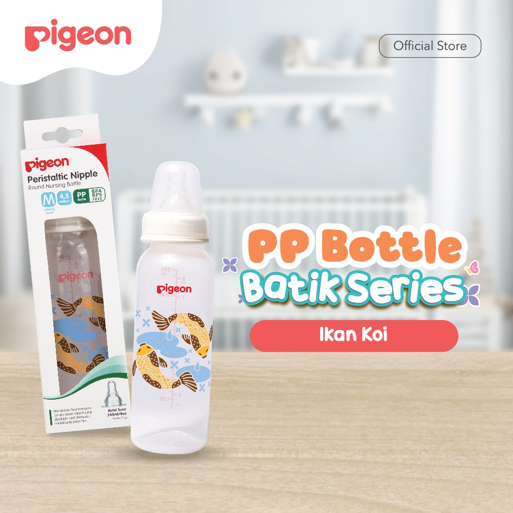 PIGEON Botol Susu SlimNeck PP RP Batik 240ml dengan Nipple S-Type Size M Foto 5