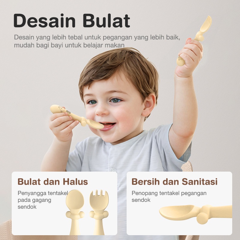 Dr.isla Set Perlengkapan Makan Bayi 7 Pcs BT05 Piring Mangkuk Celemek Sendok Garpu BPA Foto 5