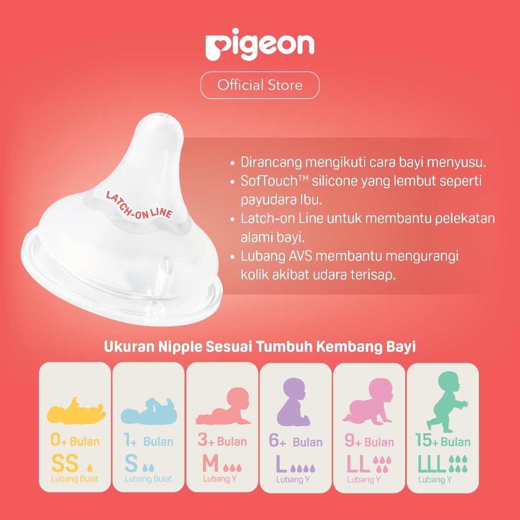 Pigeon SofTouch Nipple Wide Neck Dot Bayi Botol Susu Sistem AVS Anti Kolik Foto 3