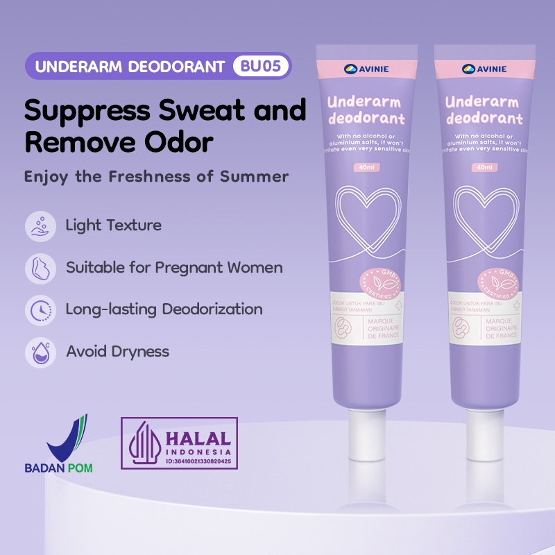 Avinie Antispirant Deodorant Cream Roll On 40ML Natural untuk Ibu Hamil dan Kulit Sensitif
