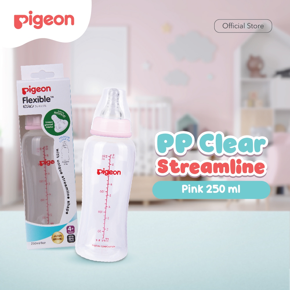 Botol Susu Pigeon Slim Neck PP 250ml BPA Free Anti Kolik Dot Peristaltic Size Foto 3