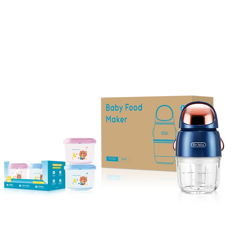 Dr.isla Blender MPASI FM01 8 Bilah Portabel Food Processor Kaca 300ML Foto 7