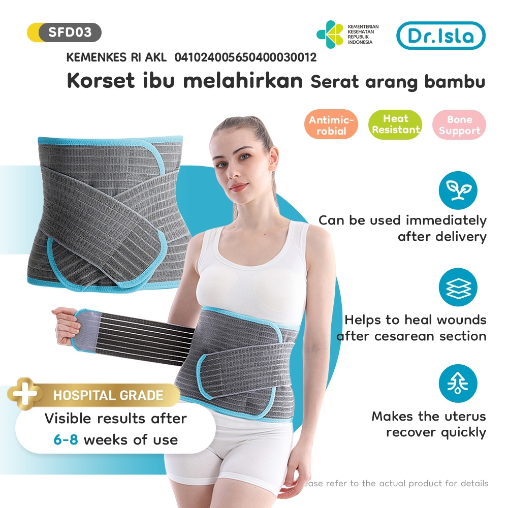 Korset Pelangsing Pasca Melahirkan Dr.isla SFD03 Serat Arang Bambu 3-in-1 Antibakteri