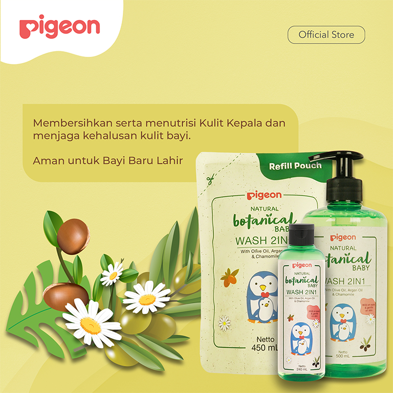 Pigeon Botanical Baby Wash 2in1 Head to Toe Sabun Sampo Bayi Alami Hypoallergenic Foto 2