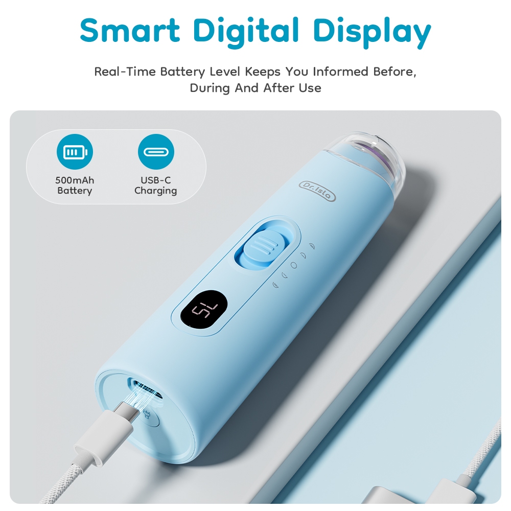 Gunting Kuku Bayi Elektrik Dr.isla NG10 Rechargeable 4 Mode dengan 6 Kepala Penggiling Foto 4