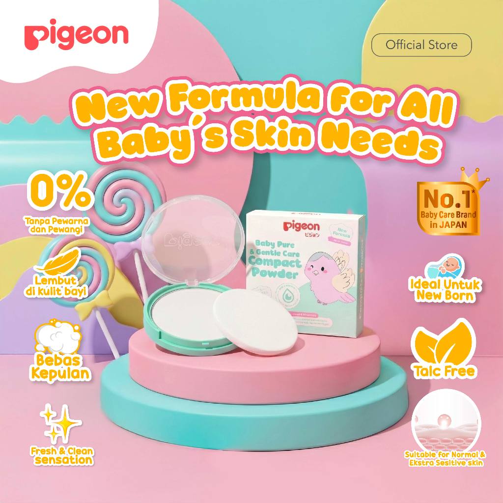 Pigeon Baby Pure & Gentle Care Compact Powder Bedak Padat Talc-Free Chamomile 45gr Foto 5