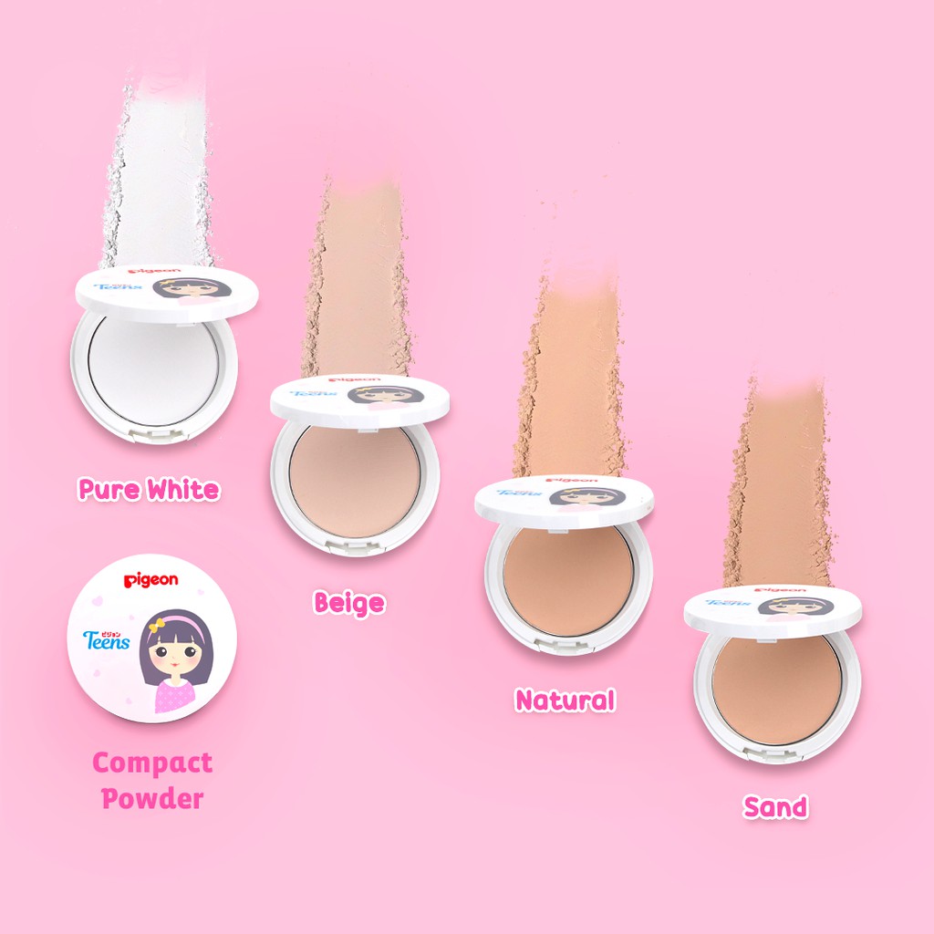 Pigeon Teens Compact Powder Squalane Refill Natural 14gr Bedak Remaja Dermatologically Tested Foto 3