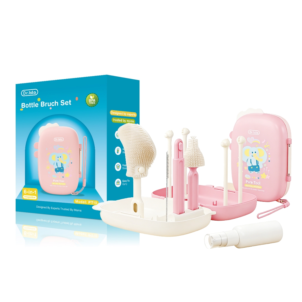 Dr.Isla PT10 Sikat & Rak Pengering Botol Susu Bayi Portable 2-in-1 BPA Free Foto 7
