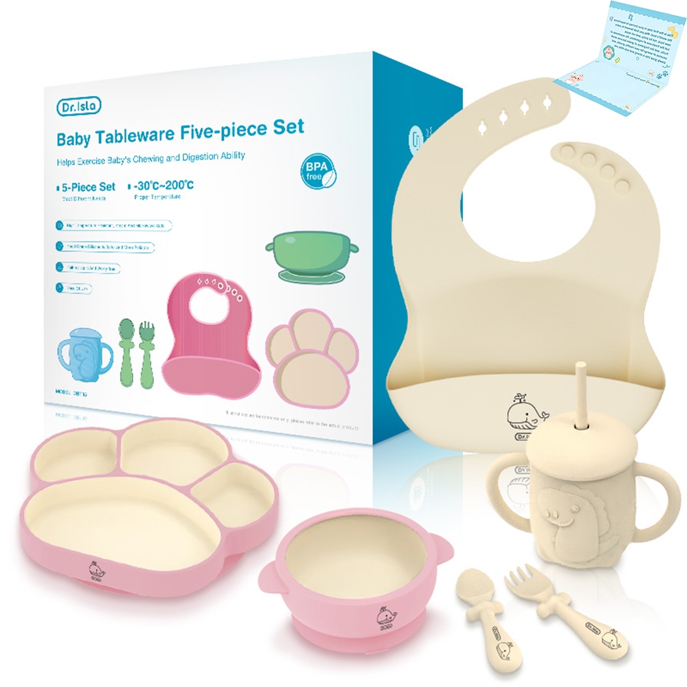 Set Makan Bayi Dr.isla BT05 7Pcs Piring Mangkuk Celemek Botol Sendok Garpu Foto 6