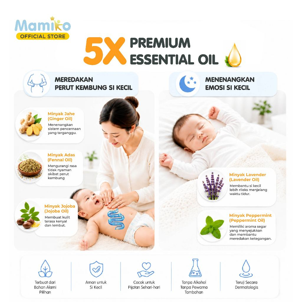 Mamiko Baby Calming Rub Cream 30g Krim Penghangat Aman untuk Bayi Baru Lahir Foto 2