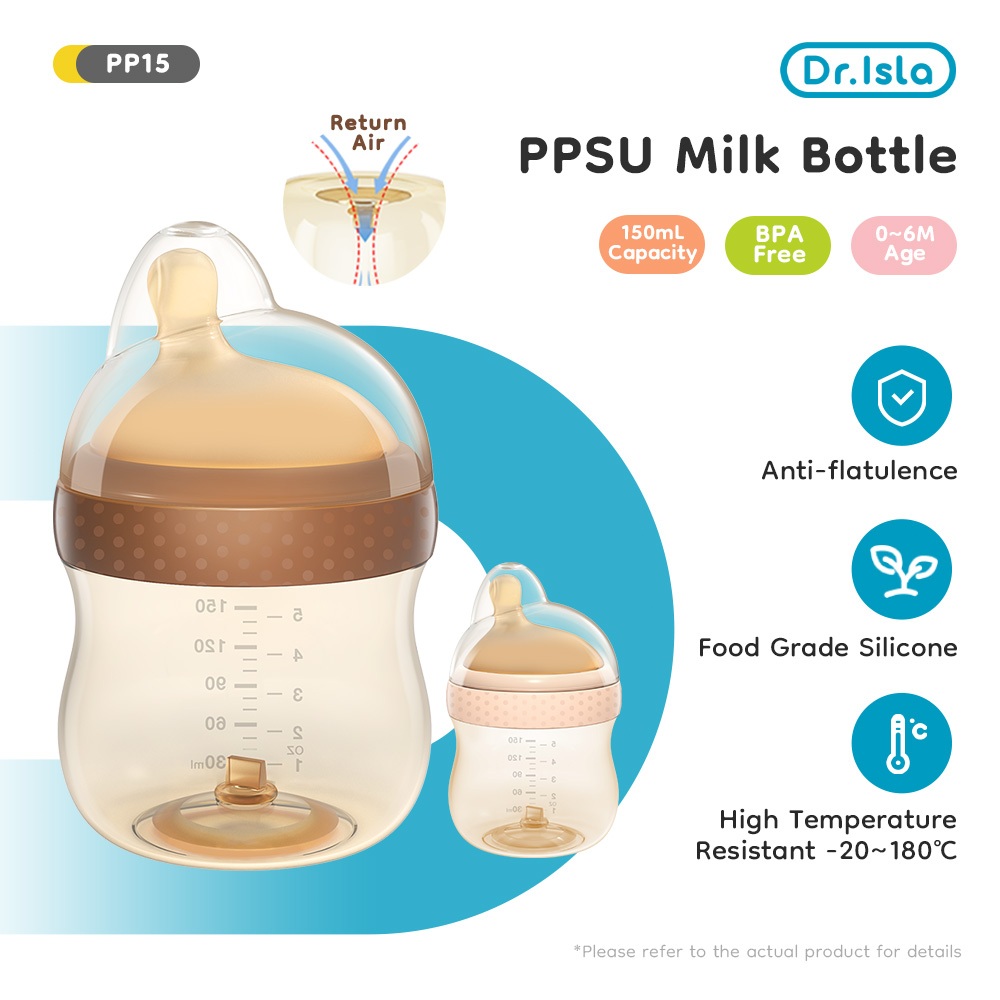 Botol Susu Anti Kolik Dr.isla Dot Bayi PPSU Wide Neck BPA Free 150ml 260ml