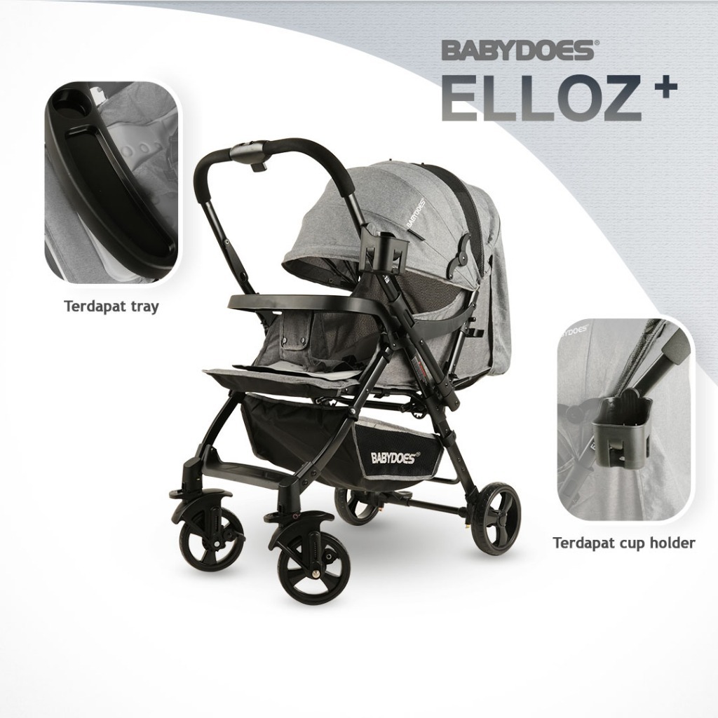 Stroller Babydoes Elloz+ Reversible Handle Kanopi Lebar Newborn hingga 20kg Foto 7