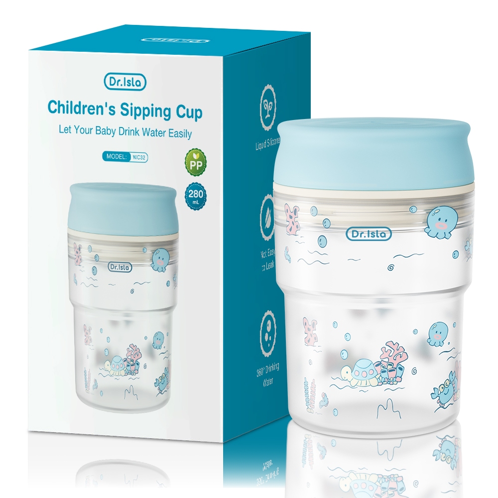Dr.isla Botol Minum Bayi Anti Tumpah 280ml BPA Free Katup Silikon 360° Tahan Bocor Foto 5