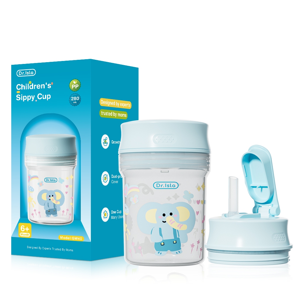 Dr.isla Botol Minum Bayi Anti Tumpah 280ml BPA Free Katup Silikon 360° Tahan Bocor Foto 7