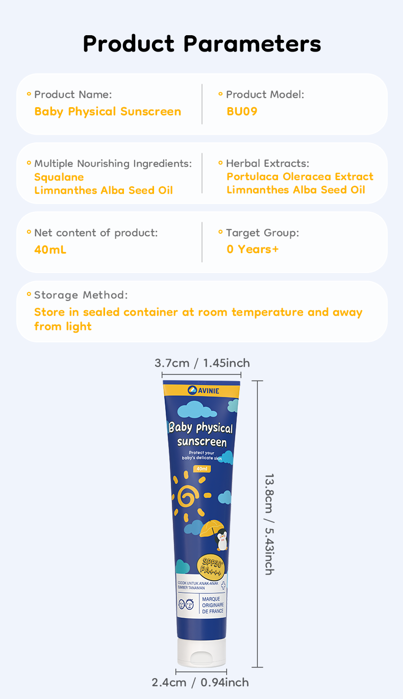 Avinie Physical Sunscreen Bayi Tabir Surya SPF50+ PA+++ 100g dengan Squalene Foto 6