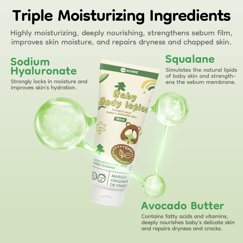 Avinie Body Lotion Bayi Hipoalergenik 185ml Melembabkan & Menenangkan Kulit Foto 5