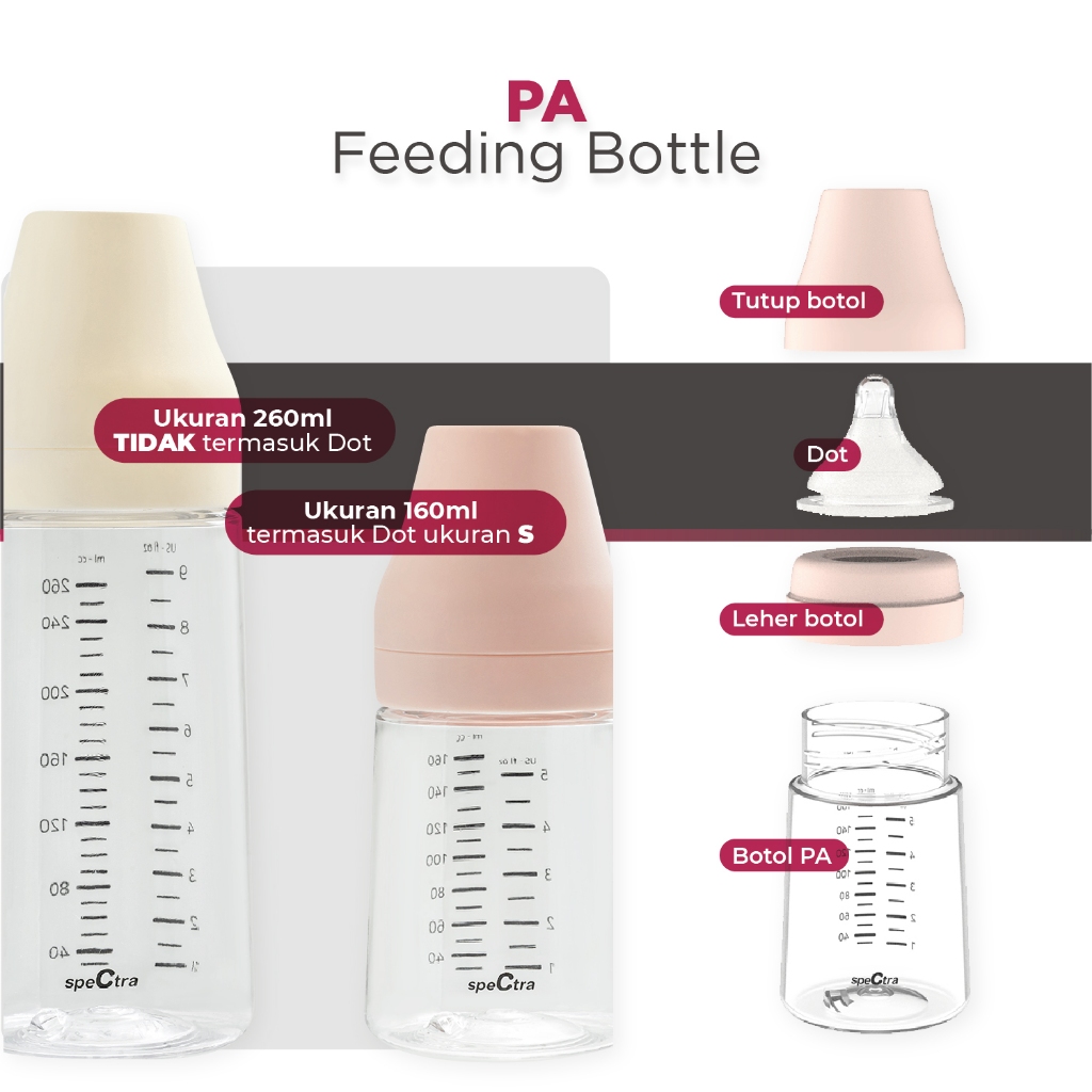 Botol Susu Spectra PA 160ml Polyamide Anti Tumpah Untuk Bayi 0-3 Bulan Foto 4