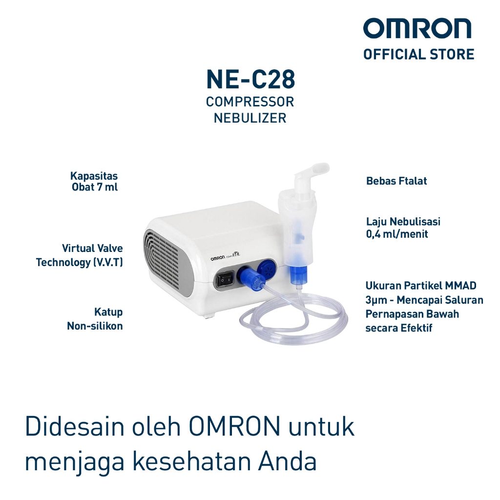 Omron Nebulizer NE-C28 Compressor Alat Terapi Pernapasan Teknologi VVT Foto 4